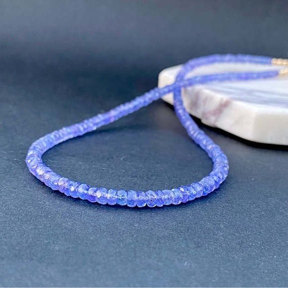 Tanzanite Necklace Choker Beaded 14k Gold Filled purple Gemstone bead necklace - Picture 9 of 9